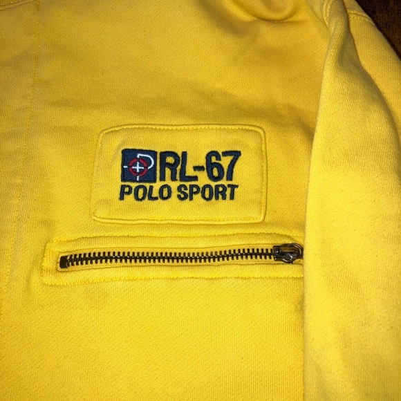 Vintage Ralph Lauren Polo Sport Sweatshirt L Quarter Zip Jacket Yellow 90s - Picture 5 of 6